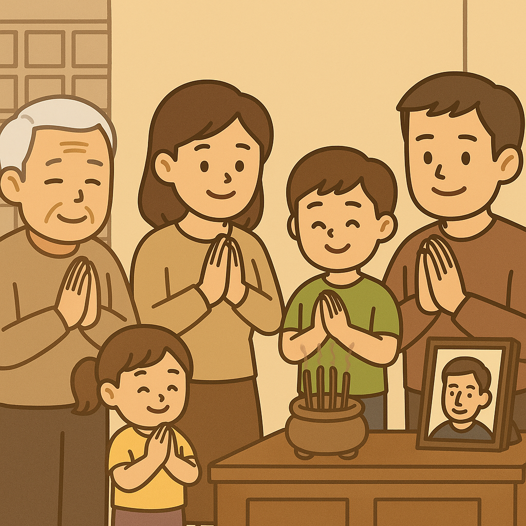 家族三代團聚祭拜溫馨有傳承感