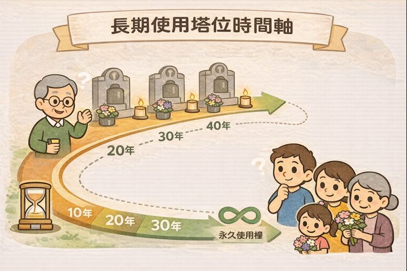 時間軸呈現塔位長期使用示意