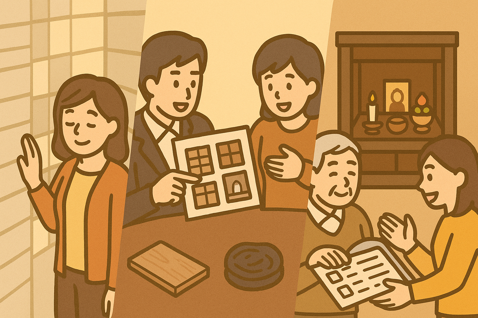討論樣式、觸摸建材、與家人交流