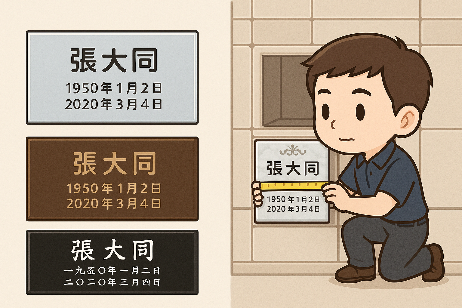 四種刻字牌樣式