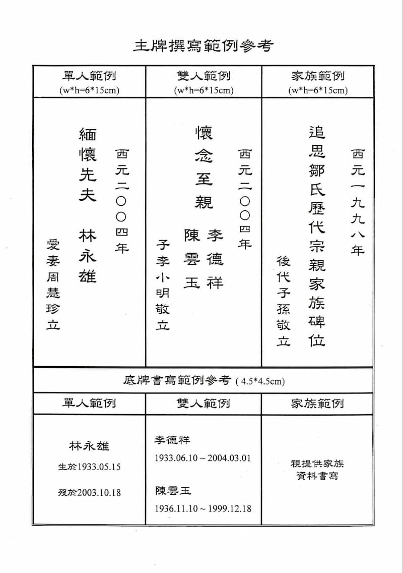 神祖牌位樣板